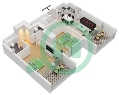 The Gate 1 - 2 Bedroom Apartment Type A Floor plan