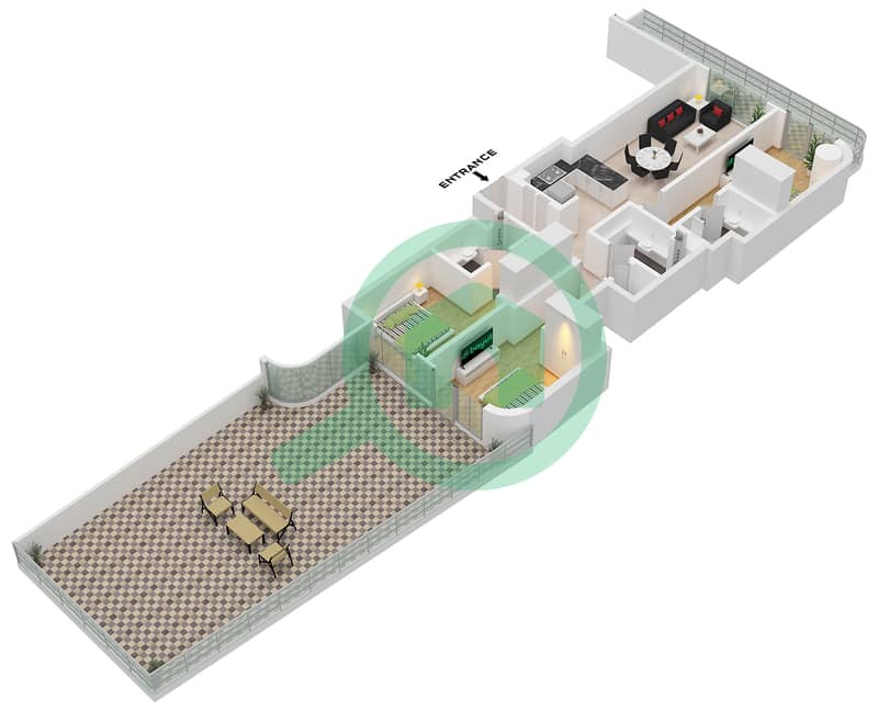 Azizi Ruby - 3 Bedroom Apartment Type/unit 1A / UNIT 4 FLOOR 1 Floor plan interactive3D