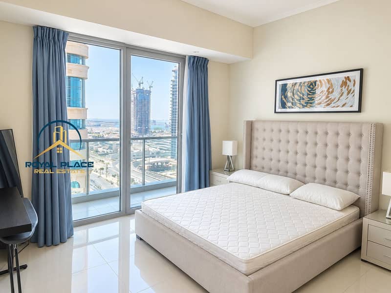 Modern Bedroom with City Balcony View. png Modern Bedroom with City Balcony View. png