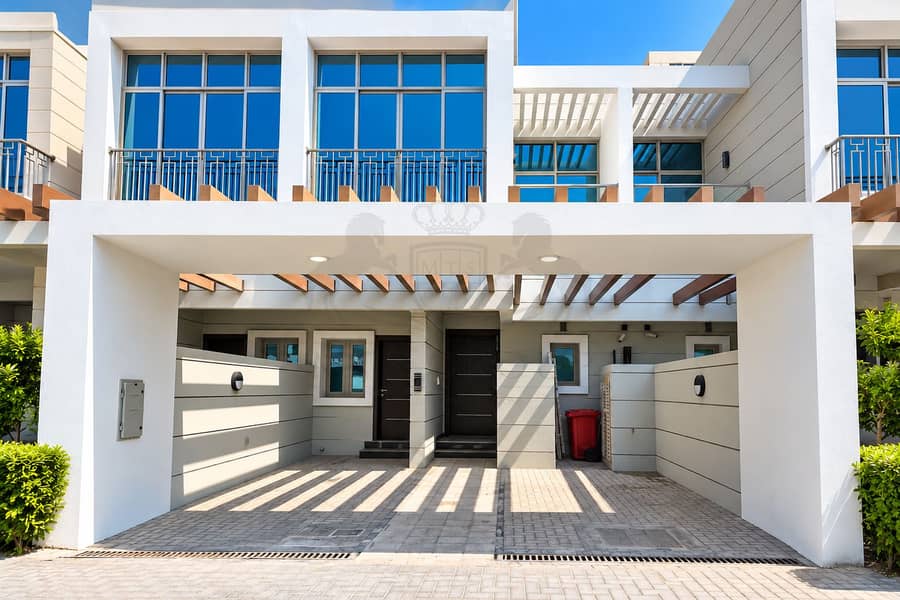 13 Modern Townhouse Entrance with Pergola Shadows. png