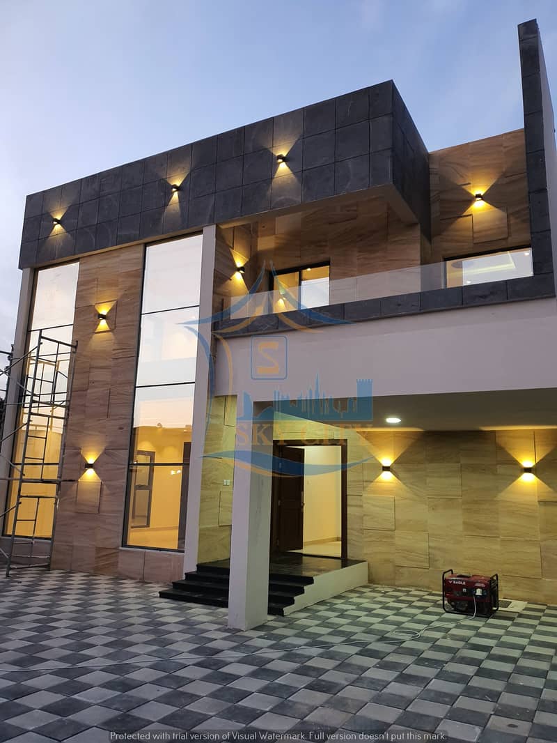 Modern villa for sale Super deluxe finishing, opposite Ajman Academy, Markaz Mall, Carrefour Hill