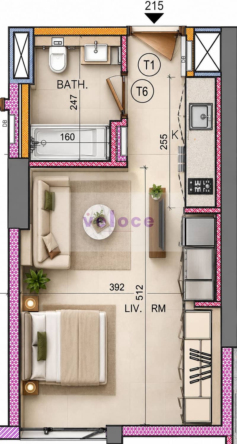 7 Modern Studio Apartment Floor Plan. png