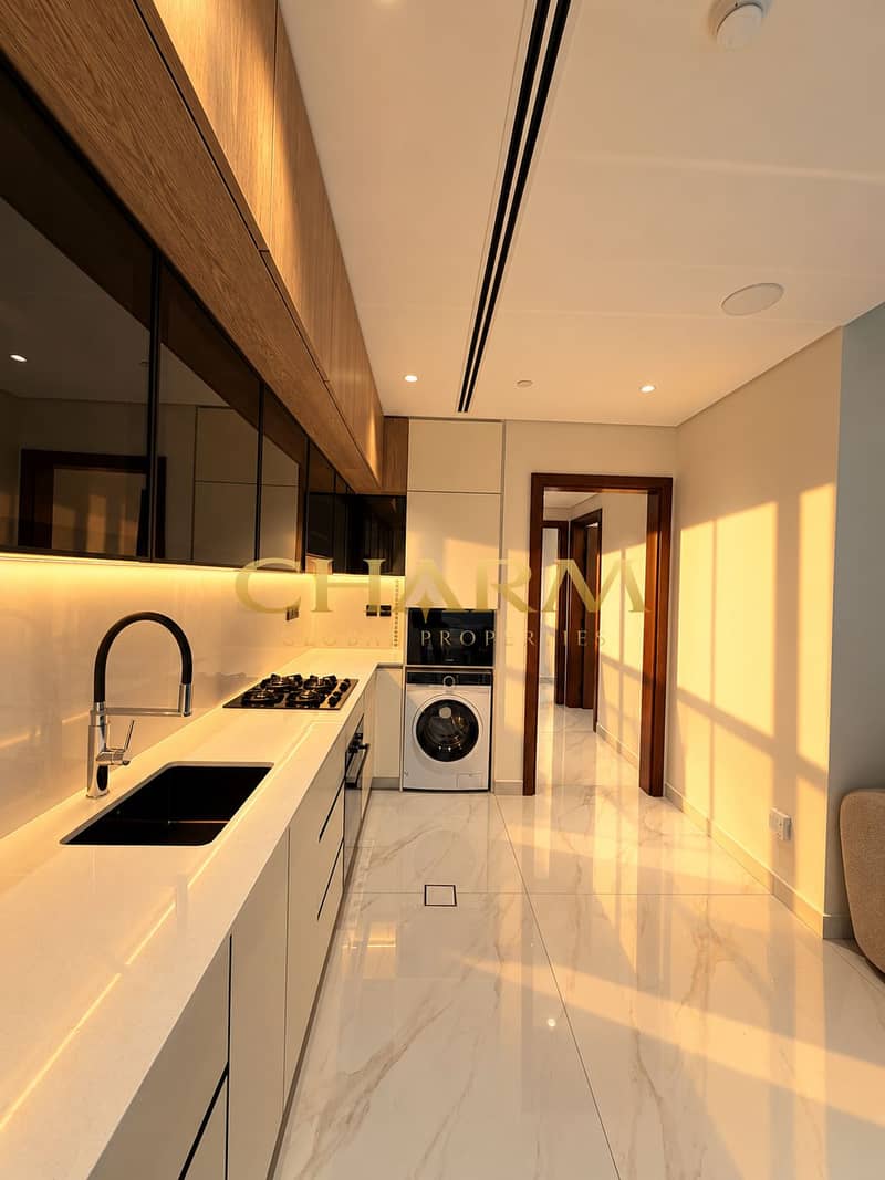 6 Golden Light in a Modern Kitchen Corridor. png