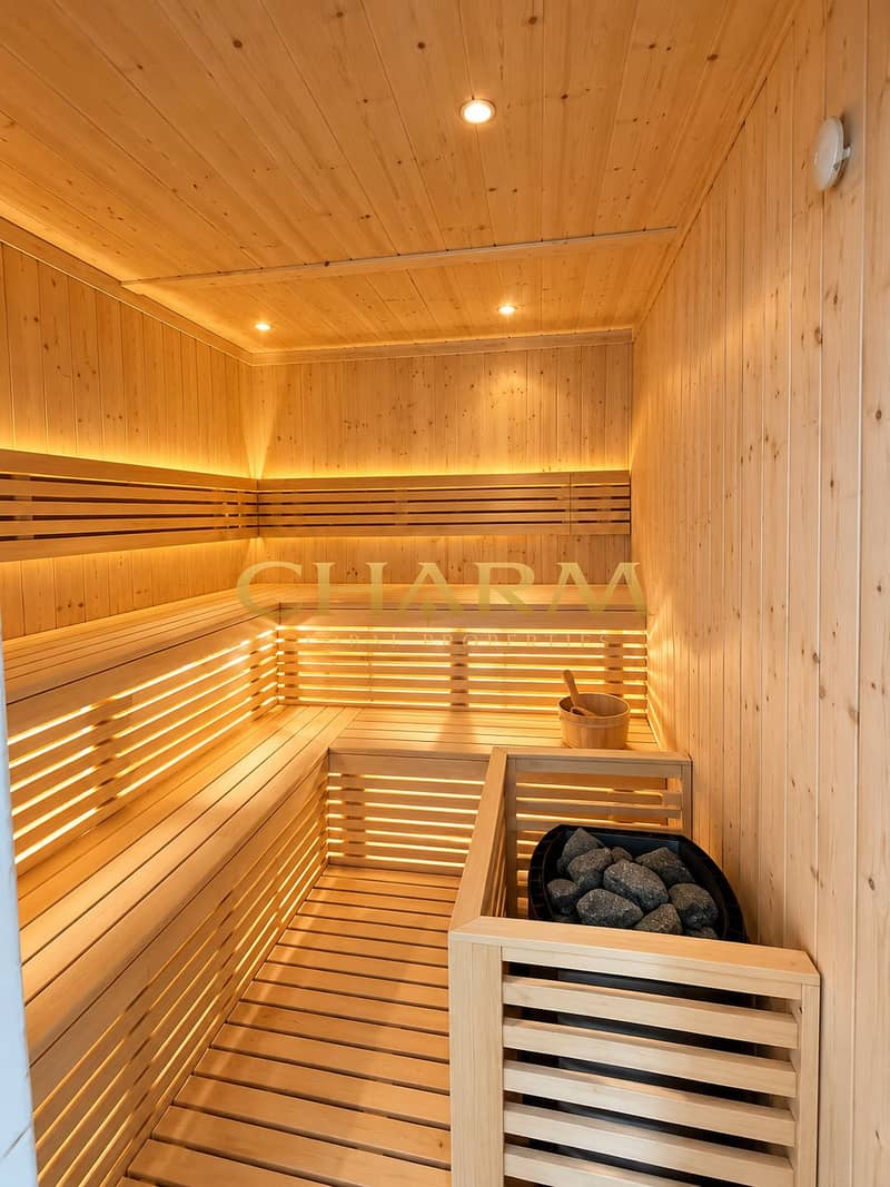 40 Warm Modern Wooden Sauna Interior. png