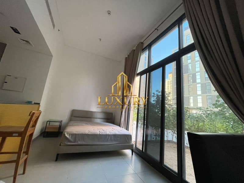 8 Furnished Studio with Private Garden for Rent – AED 38,000 Yearly 🌿🏡