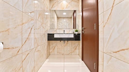 1 habitación Apartamento para en Alquiler en Arjan, Dubai - Modern Marble-Tiled Restroom Vanity. png 1 habitación Apartamento para en Alquiler en Arjan, Dubai - Modern Marble-Tiled Restroom Vanity. png