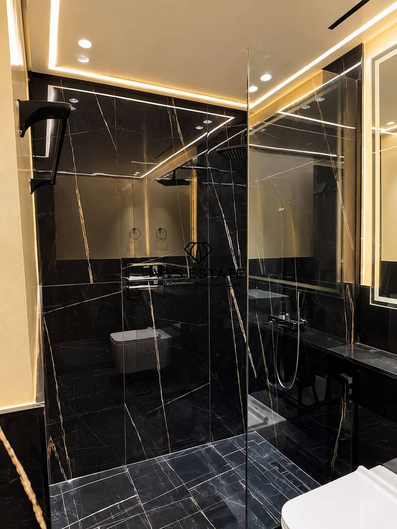 12 Luxury Black Marble Walk-In Shower. png