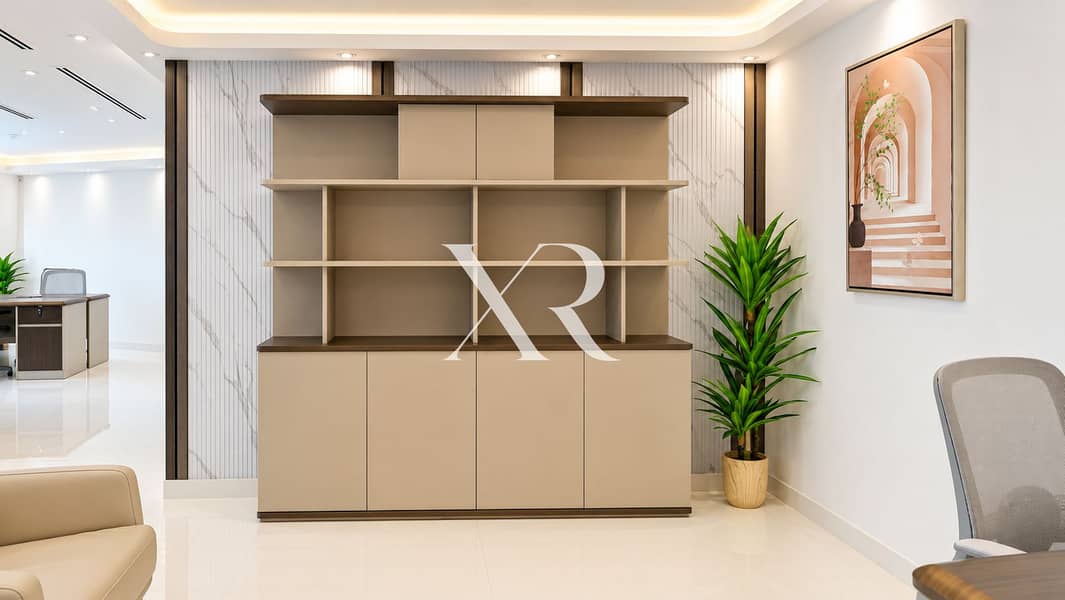 14 Modern Beige Office Shelving Interior. png