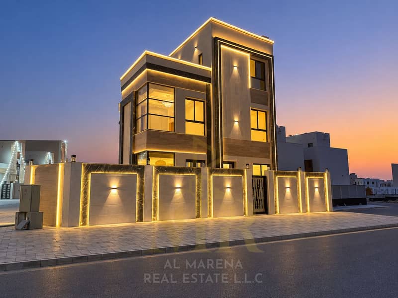 Twilight Glow at a Modern Villa. png Twilight Glow at a Modern Villa. png