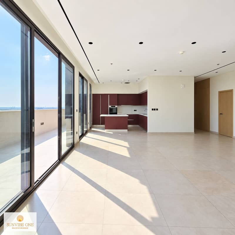 Sunlit Minimalist Apartment with Burgundy Kitchen. png Sunlit Minimalist Apartment with Burgundy Kitchen. png
