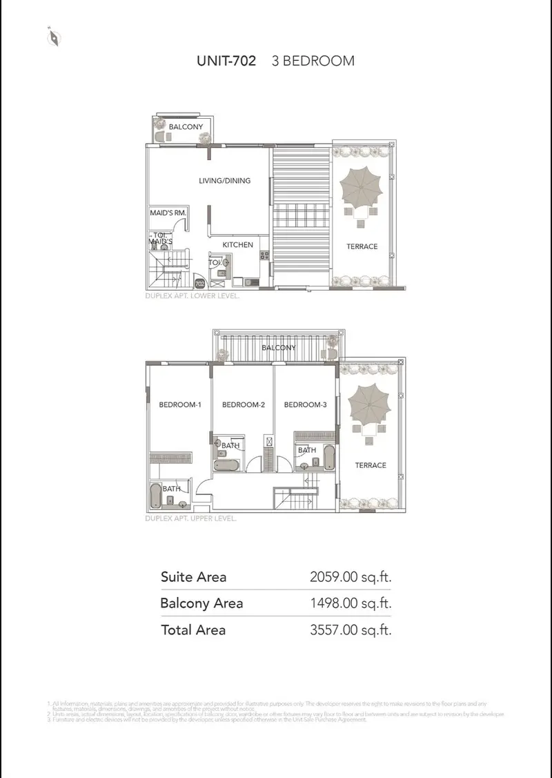 CHILLER FREE !! DUPLEX 3BHK+MAID ROOM !! READY TO MOVE