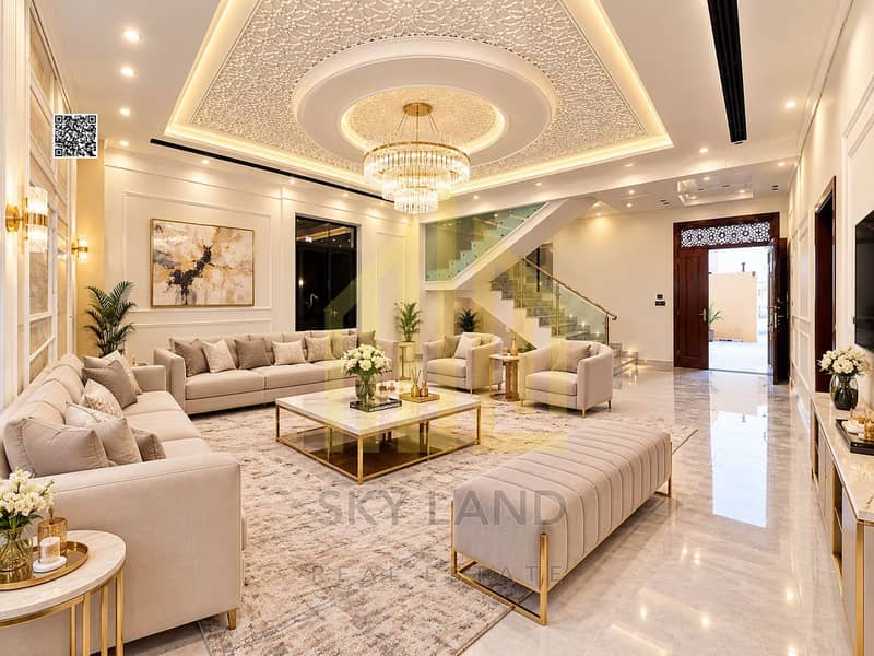 4 batch_غرفة معيشة فاخرة بإضاءة ذهبية. png