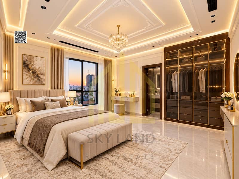 12 batch_غرفة نوم فاخرة بإطلالة غروب المدينة. png