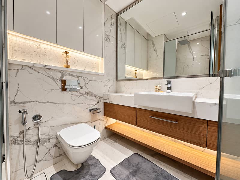 25 #18_- Bathroom_ wall-hung toilet, health faucet, vanity. png
