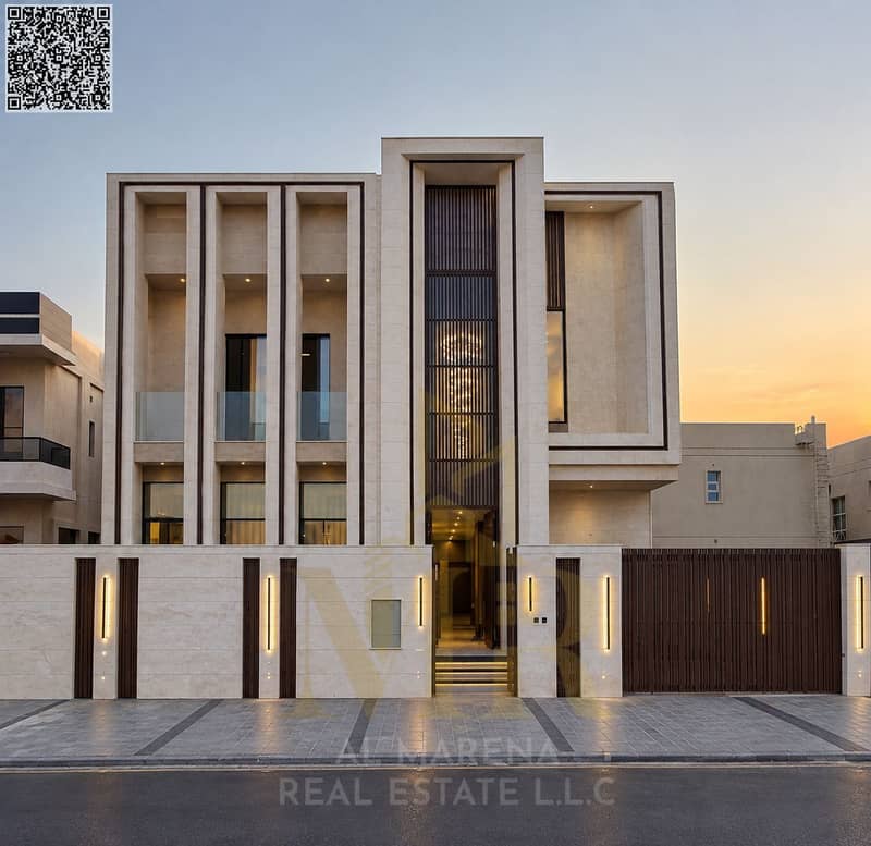 2 Modern Luxury Villa at Dusk. png