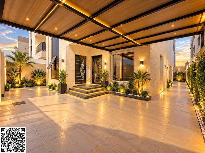 3 Golden-Hour Modern Courtyard Entrance. png