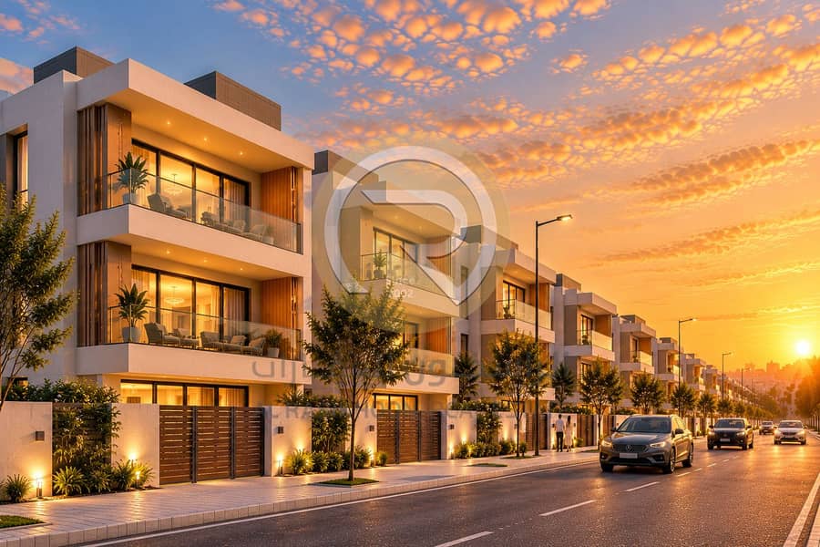 9 Golden Hour Modern Villa Street. png