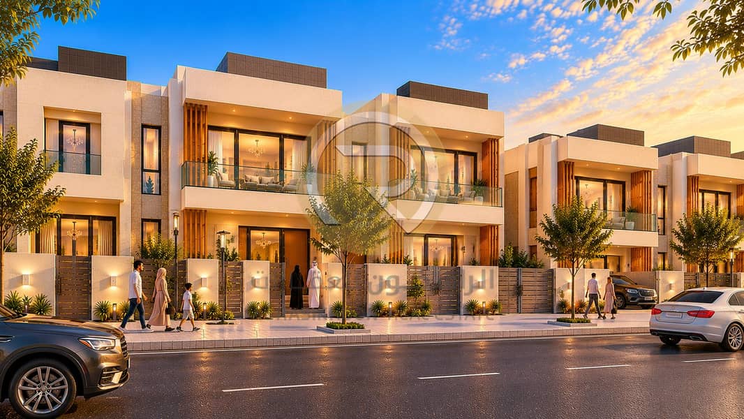 7 Golden-Hour Modern Townhouse Street. png