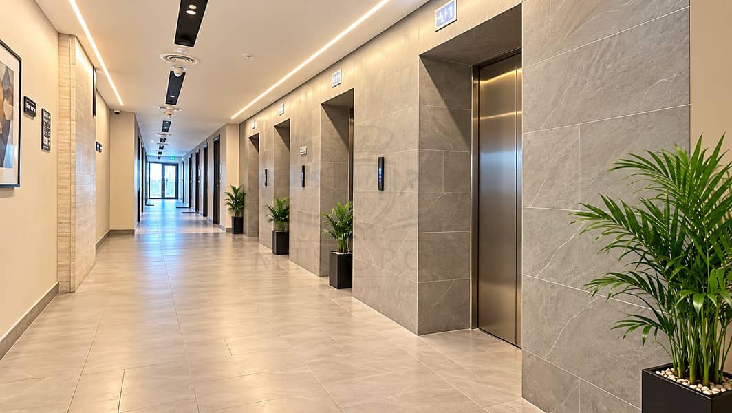18 Modern Elevator Lobby with Warm Lighting. png