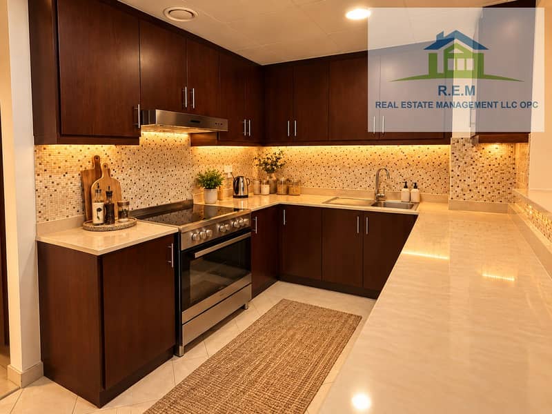2 Warmly Lit Dark-Wood Modern Kitchen. png