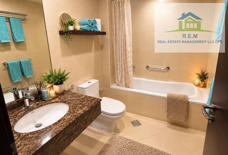 7 Cozy Teal-Accented Modern Bathroom. png
