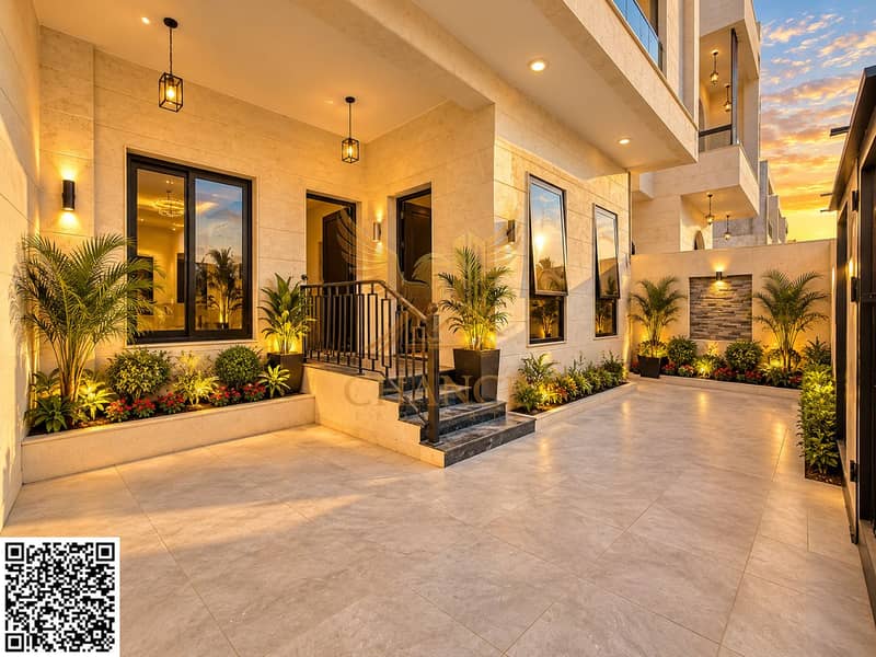 3 Golden Hour Modern Villa Courtyard (1). png