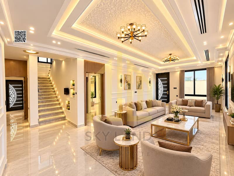 4 batch_صالة معيشة فاخرة بإضاءة دافئة. png