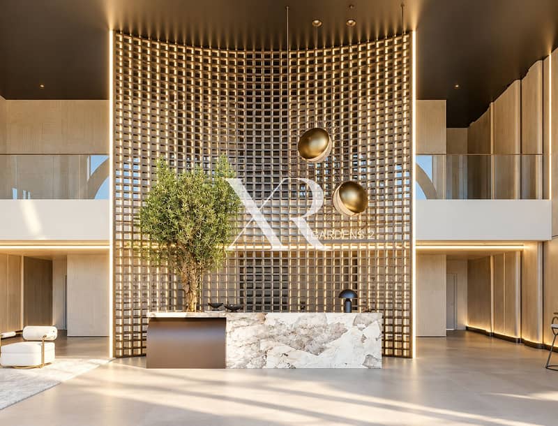 8 Luxurious Modern Lobby with Illuminated Grid Wall. png