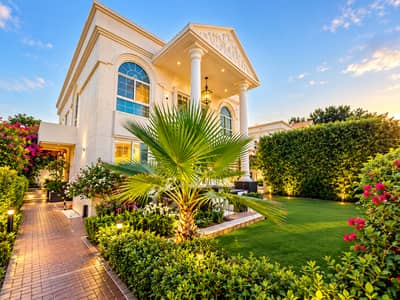 5 Schlafzimmer Villa zum Miete in Jumeirah, Dubai - Golden-Hour Classical Villa Garden. png 5 Schlafzimmer Villa zum Miete in Jumeirah, Dubai - Golden-Hour Classical Villa Garden. png
