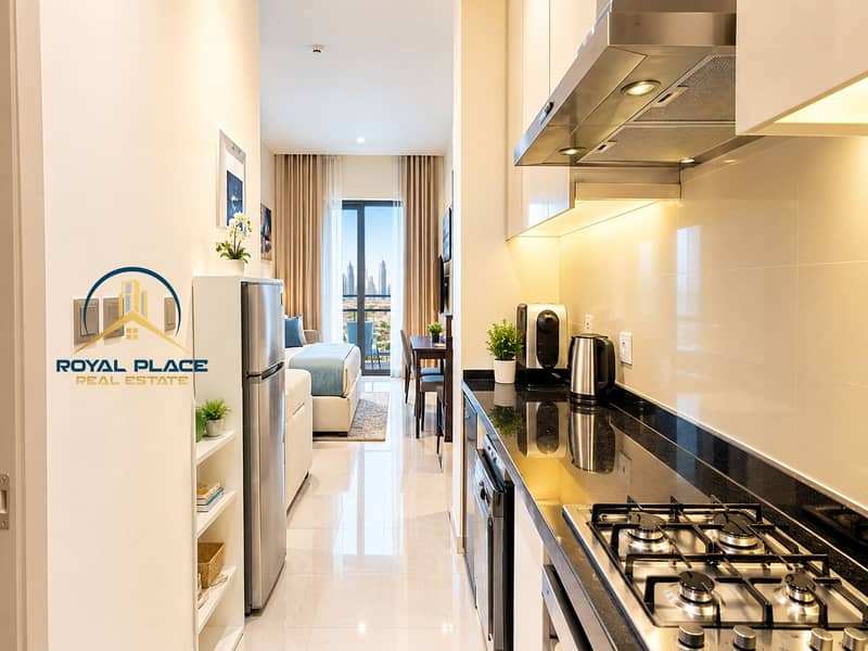 5 Modern Galley Kitchen Studio with City View. png