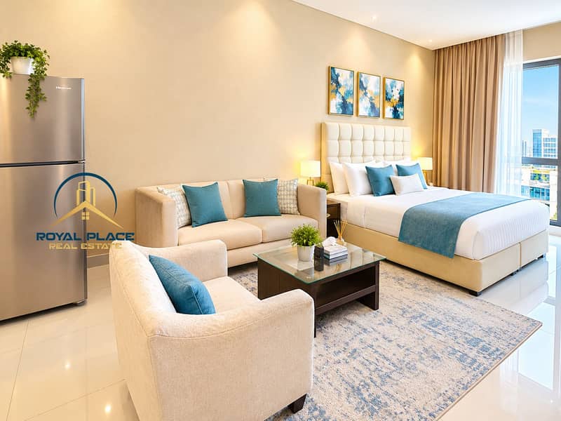 2 Modern Teal-Accented Studio Interior. png