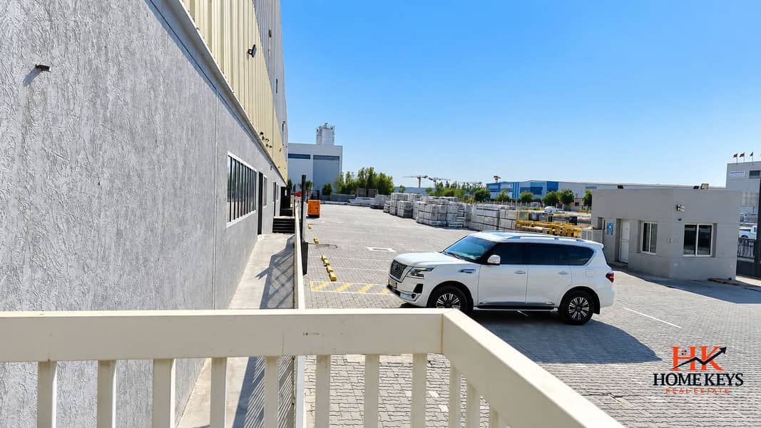 2 Sunny Industrial Yard with White SUV. png