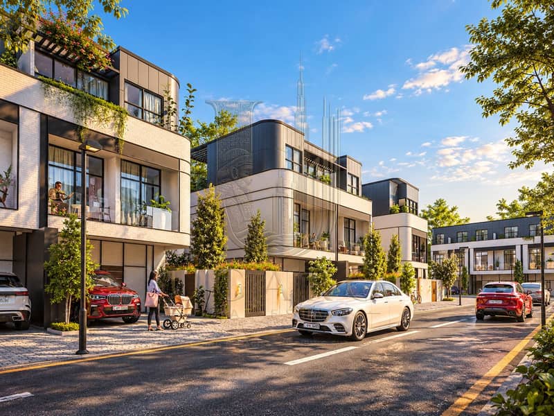7 Modern Townhouses at Golden Hour. png