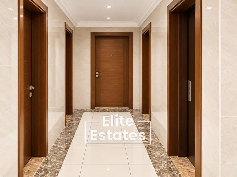 8 Elegant Symmetrical Marble and Wood Corridor. png