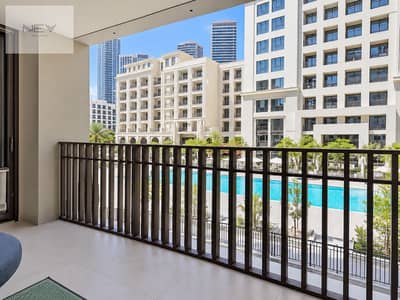 迪拜溪港， 迪拜 1 卧室公寓待租 - Apartment balcony and exterior view-5. png