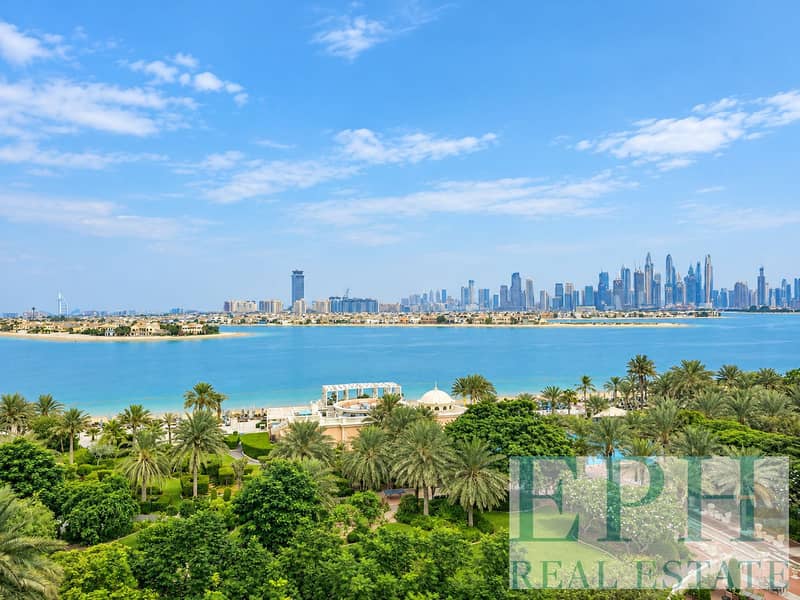 Dubai Skyline Over a Tropical Resort Bay. png Dubai Skyline Over a Tropical Resort Bay. png