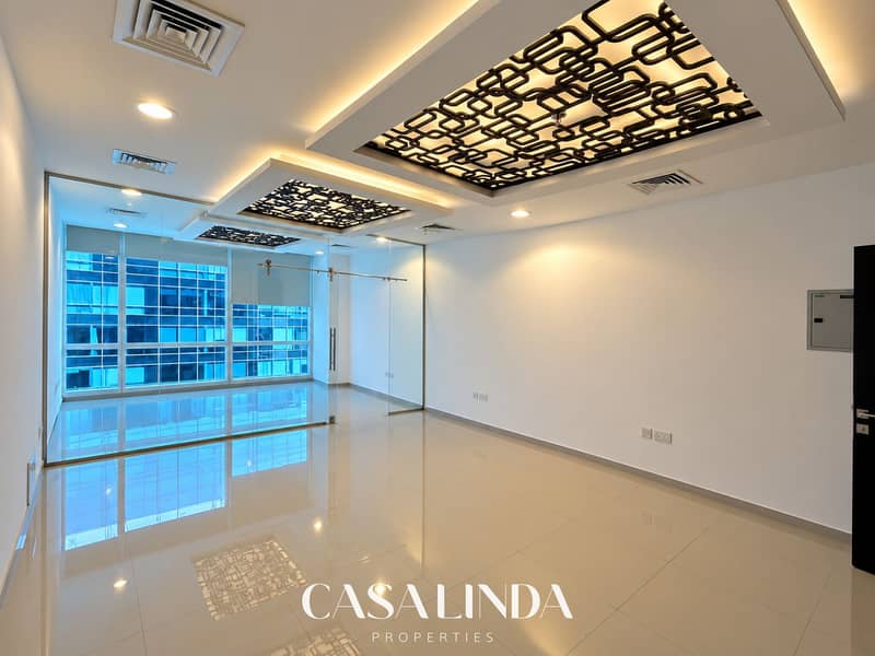 3 Modern Office with Geometric Illuminated Ceiling. png