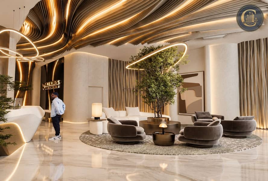 22 Luxe Hotel Lobby with Sculptural Lighting. png