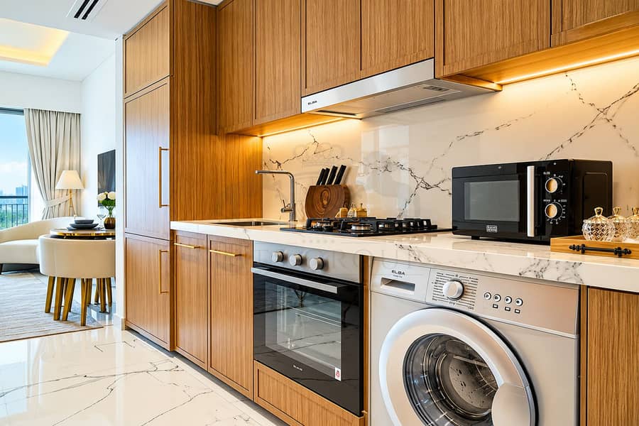 6 Modern Walnut Kitchen with Marble Details. png