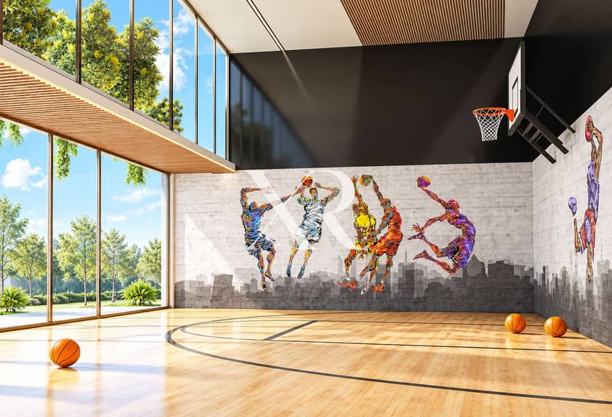 7 Sunlit Modern Basketball Court with Vibrant Mural. png