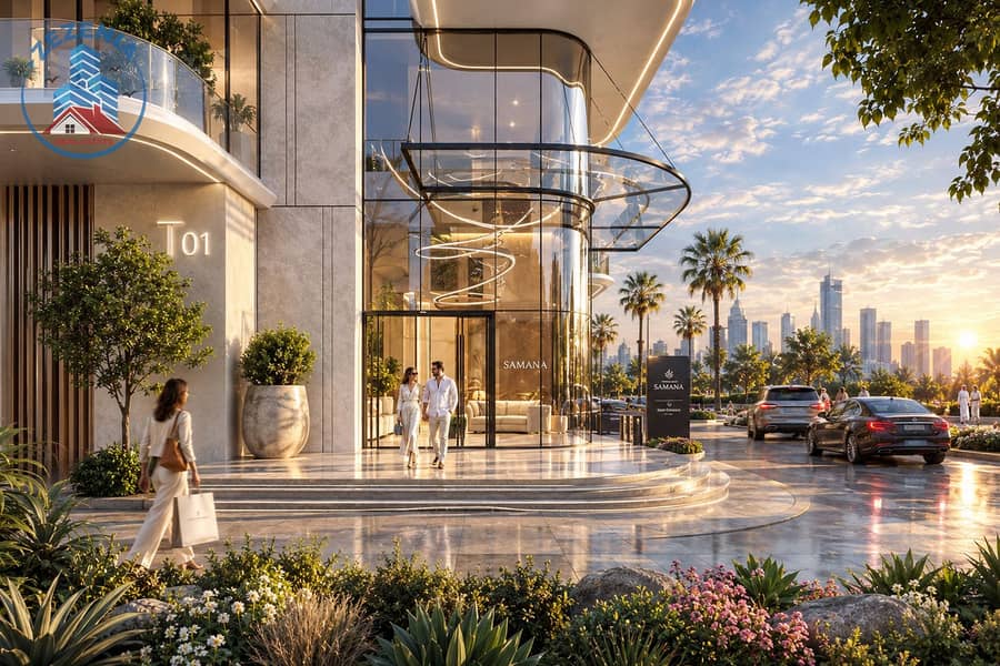 4 Luxury Resort Entrance at Golden Hour. png