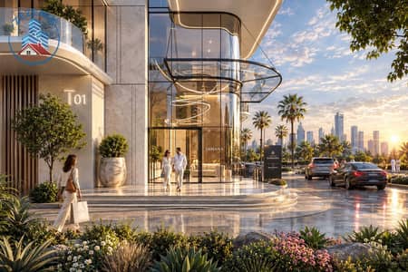 迪拜工业园住宅区， 迪拜 单身公寓待售 - Luxury Resort Entrance at Golden Hour. png