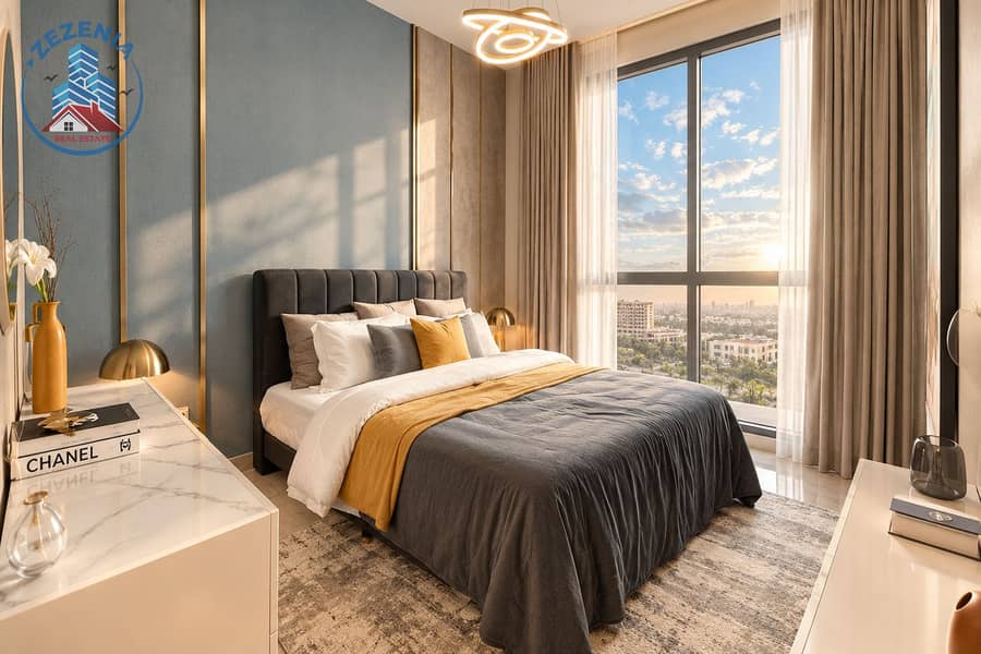 8 Luxury Bedroom with City View and Gold Accents. png