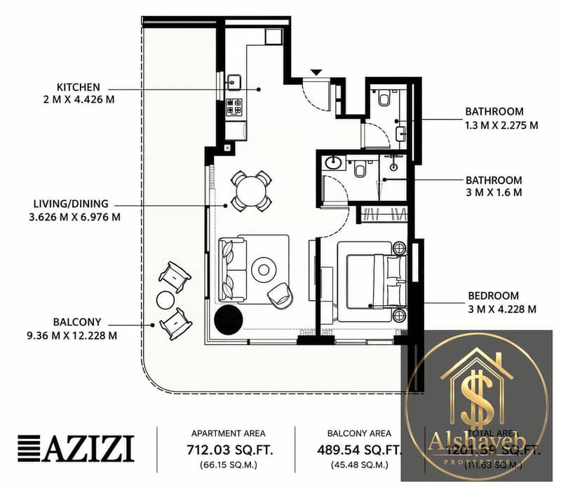 SPACIOUS CORNER 1BR | GARDEN & LAGOON VIEWS | AZIZI VENICE