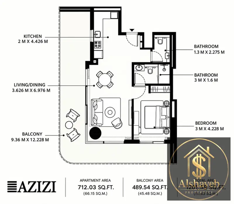 SPACIOUS CORNER 1BR | GARDEN & LAGOON VIEWS | AZIZI VENICE