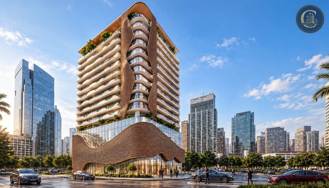 21 Futuristic Curved Tower in Downtown Skyline. png