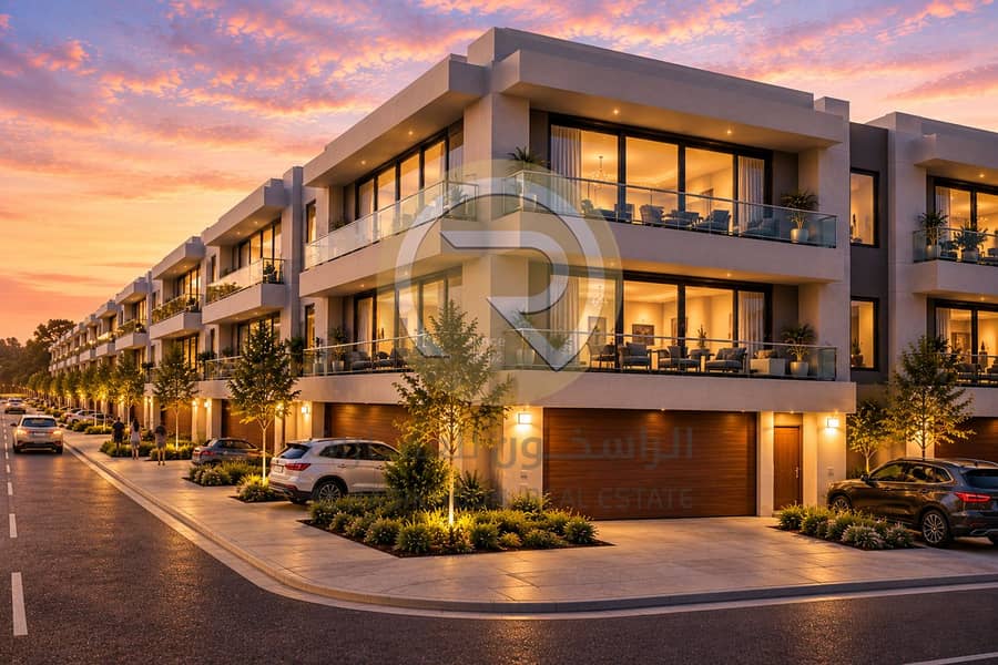 Modern Townhouses at Golden Hour. png Modern Townhouses at Golden Hour. png