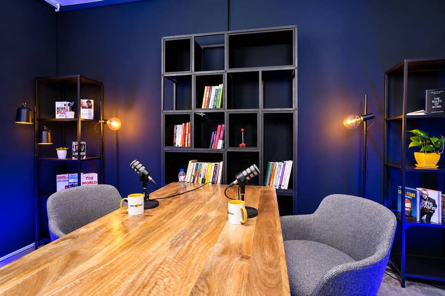 7 Modern Podcast Studio with Warm Accents. png