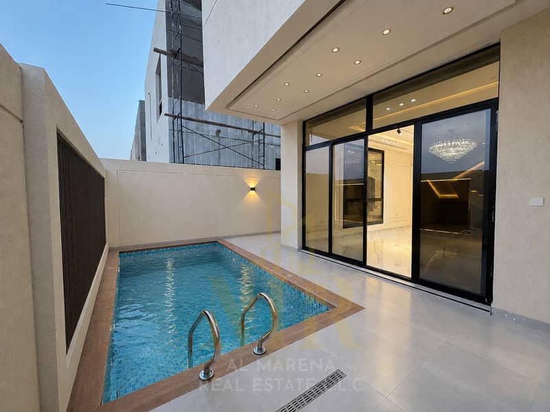 Modern Courtyard Pool at Dusk. png Modern Courtyard Pool at Dusk. png
