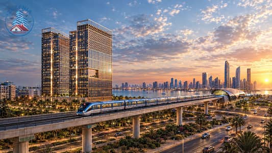 استوديو للبيع في الجداف، دبي - Golden Hour Metro Skyline. png استوديو للبيع في الجداف، دبي - Golden Hour Metro Skyline. png